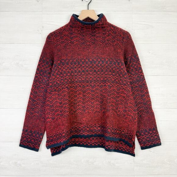 Habitat Mock Neck Sweater Womens Small Red Fair Isle Cozy Knit Pullover Holiday - Picture 14 of 14